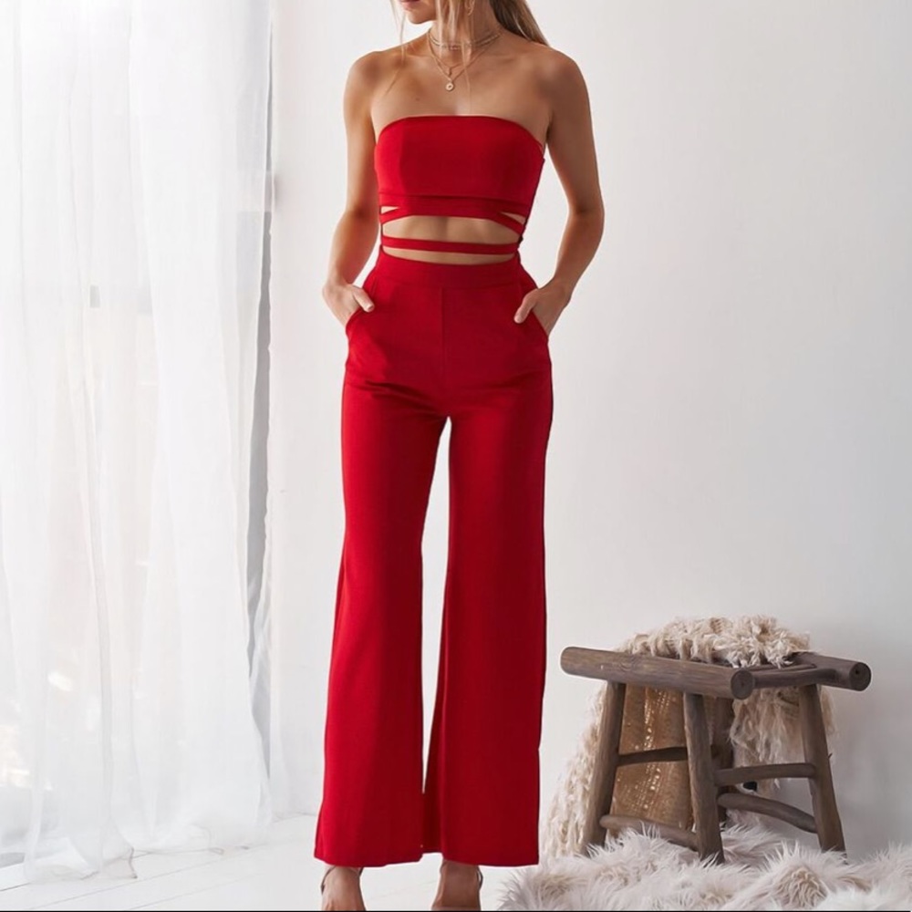 Red Cut Out Jumpsuit